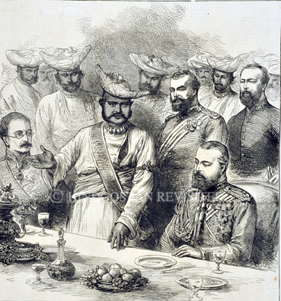 /data/Original Prints/Portraiture, Portraits, Occupations, Trades and Professions, People/SCINDIA PROCESSING THE HEALTH OF THE PRINCE OF WALES AT GWALIOR.jpg